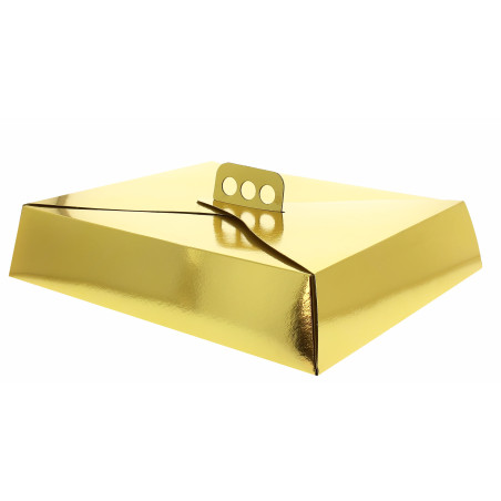 Papieren cake doosje Rechthoekig goud 32,5x39,5x8cm.