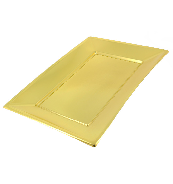 Plateau Plastique Doré rectang. 330x 225mm 