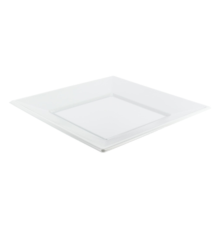 Assiette Plastique Carrée Plate Blanche 170mm 