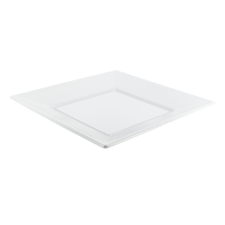 Assiette Plastique Carrée Plate Blanche 170mm (6 Unités)