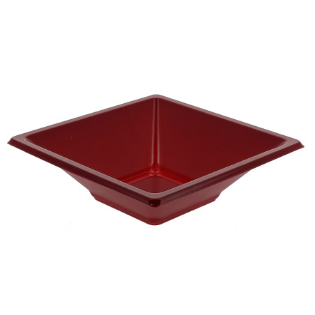 Bol en Plastique PS Carré Bordeaux 12x12cm (25 Unités)