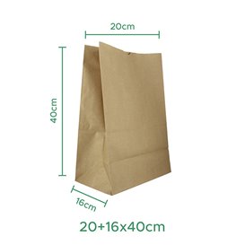 Papieren zak zonder handvat kraft 20+16x40cm (25 stuks)