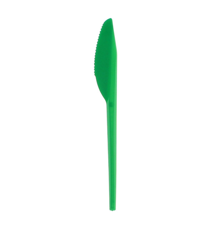 Plastic PS mes  groen 16,5 cm 