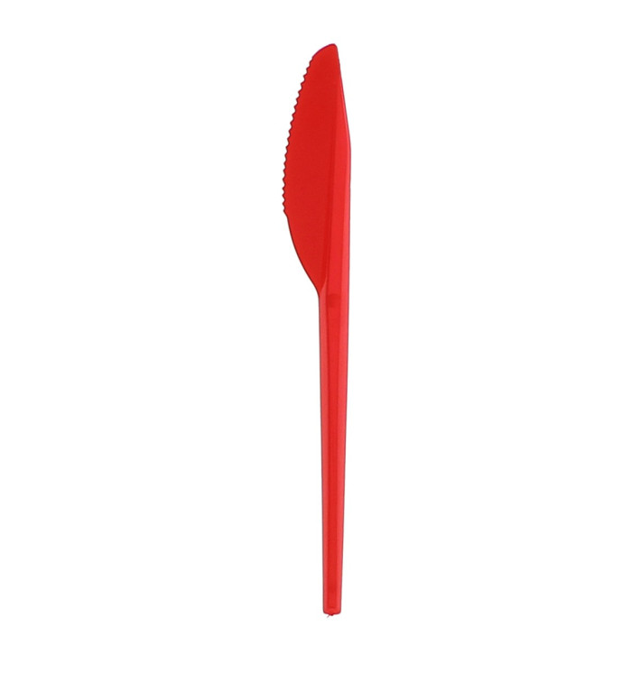 Plastic PS mes  rood 16,5 cm 