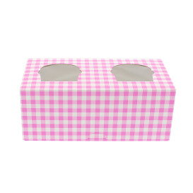 Boîte pour 2 Cupcakes Rose avec insert 