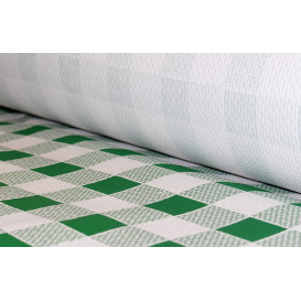 Papieren tafelkleed rol groen Checkers 1x100m. 40g 