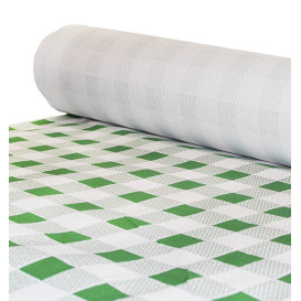 Papieren tafelkleed rol groen Checkers 1x100m. 40g (1 stuk) 