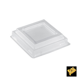 Plastic PET Deksel voor Plastic Proeving beker "Onda" transparant 100ml (1000 stuks)