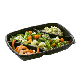 Plastic deli Container PP 3C zwart 975ml 28x20x4cm (50 stuks) 