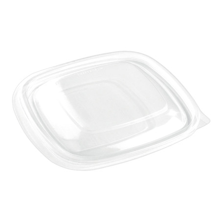 Plastic Deksel voor Deli Container PP Vierkant zwart en creme 16,5x16,5x1cm (300 stuks)