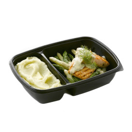 Plastic deli Container PP 2C zwart 900ml 23x16,5x5cm (300 stuks)