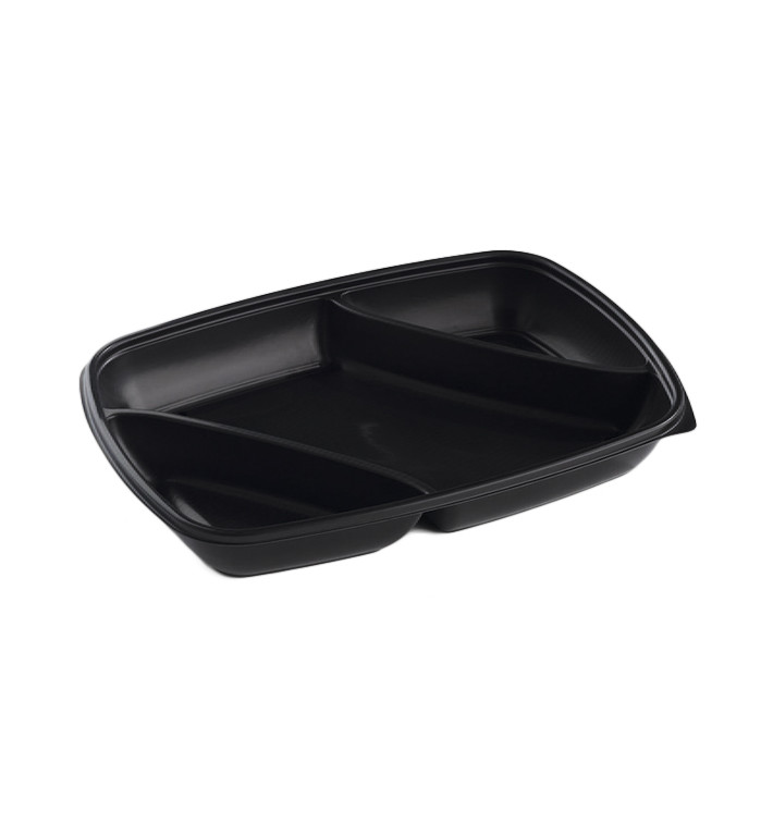 Plastic deli Container PP 3C zwart 975ml 28x20x4cm 