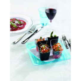 Assiette plastique carrée extra dur Turquoise 18x18cm (6 Unités)