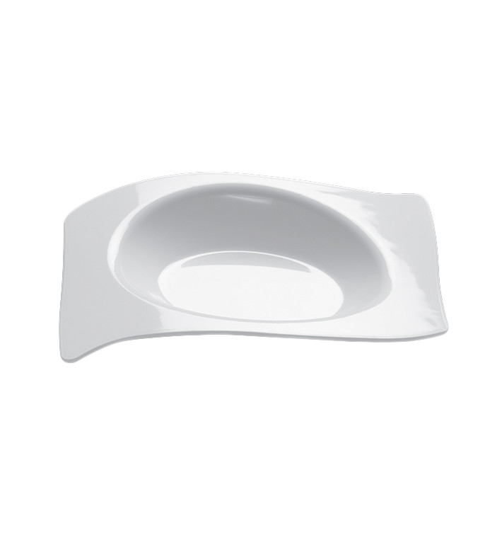 Proeving Plastic bord PS Plat wit 8x6,6 cm (50 stuks) 