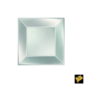 Assiette Plastique Réutilisable Plate Argenté Pearl PP 180mm (300 Utés)