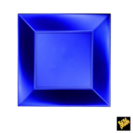 Plastic bord Plat blauw "Nice" parel PP 23 cm (25 stuks)