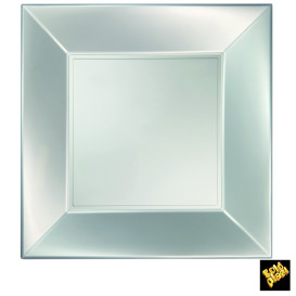 Assiette Plastique Réutilisable Plate Argent Pearl PP 290mm (144 Utés)