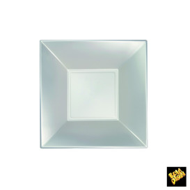 Assiette Plastique Réutilisable Creuse Argentée Pearl PP 180mm (25 Utés)