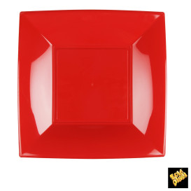 Assiette Plastique Réutilisable Plate Rouge PP 230mm (25 Utés)