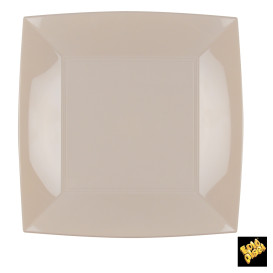 Plastic bord Plat beige "Nice" PP 23 cm (25 stuks) 