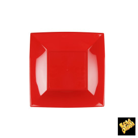 Plastic bord Plat rood "Nice" PP 18 cm (25 stuks) 