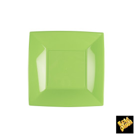 Assiette Plastique Réutilisable Plate Vert citron PP 180mm (25 Utés)