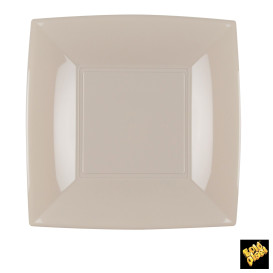 Assiette Plastique Réutilisable Plate Beige PP 180mm (25 Utés)