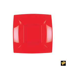 Assiette Plastique Réutilisable Creuse Rouge PP 180mm (25 Utés)