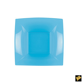 Assiette Plastique Réutilisable Creuse Turquoise PP 180mm (25 Utés)