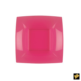 Assiette Plastique Réutilisable Creuse Fuchsia PP 180mm (25 Utés)