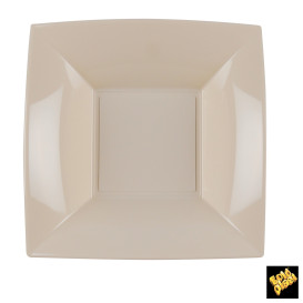 Assiette Plastique Réutilisable Creuse Beige PP 180mm (25 Utés)