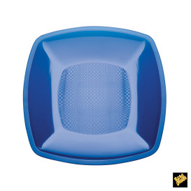 Assiette Plastique Réutilisable Plate Bleu Transp.  PS 230mm (25 Utés)