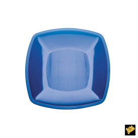 Plastic bord Plat blauw Vierkant PS 18 cm (25 stuks) 