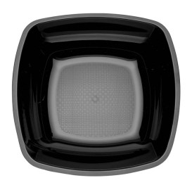 Assiette Plastique Réutilisable Creuse Noir  PS 180mm (300 Utés)