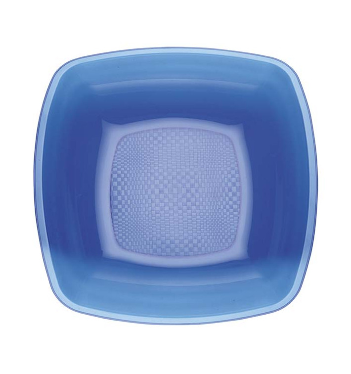 Assiette Plastique Réutilisable Creuse Bleu Transp.  PS 180mm (25 Utés)