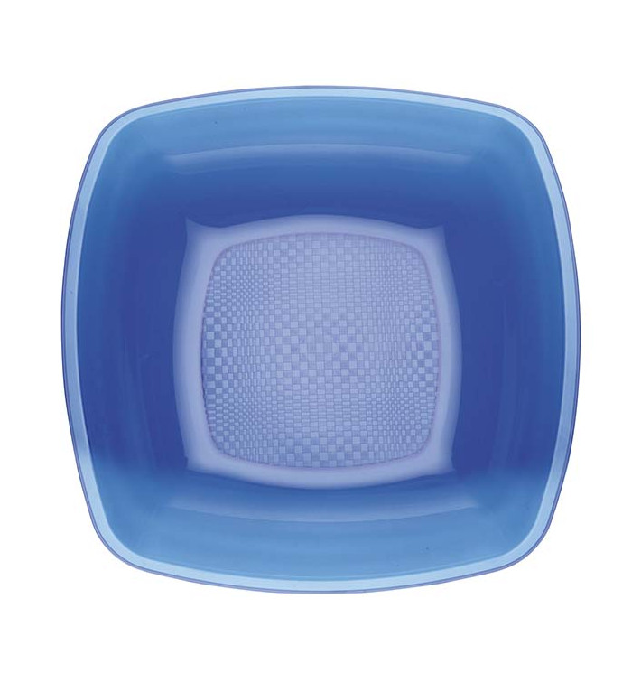 Assiette Plastique Réutilisable Creuse Bleu Transp.  PS 180mm (300 Utés)