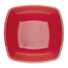 Assiette Plastique Réutilisable Creuse Rouge Transp.  PS 180mm (25 Utés)