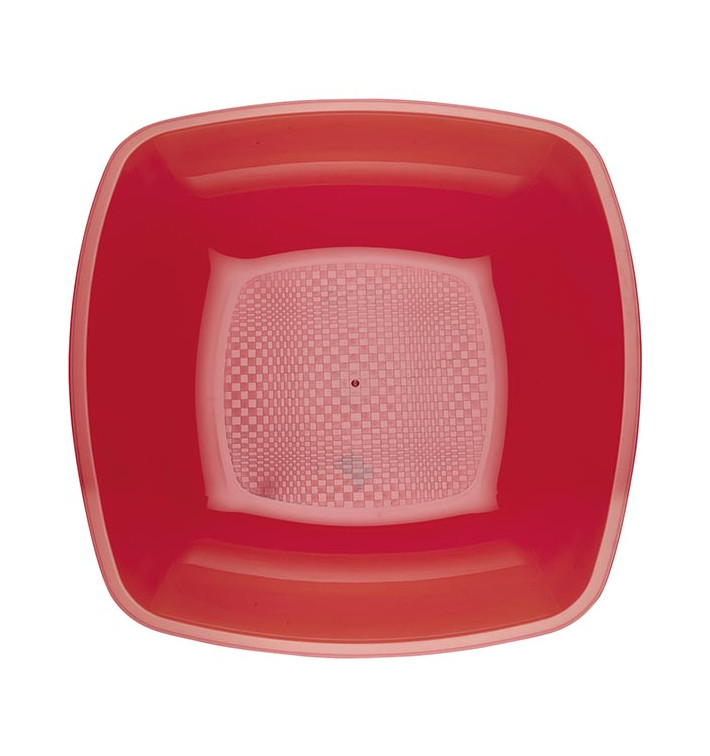 Assiette Plastique Réutilisable Creuse Rouge Transp.  PS 180mm (25 Utés)