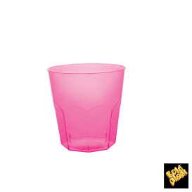 Plastic PS beker fuchsia transparant Ø7,3cm 220ml (50 stuks) 