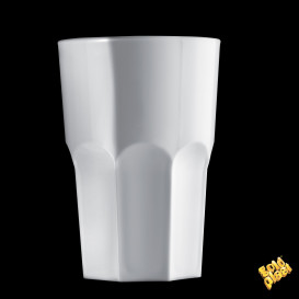 Plastic glas SAN Herbruikbaar "Graniten" wit 400 ml (75 stuks)
