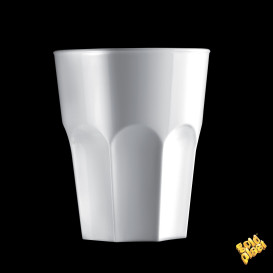 Plastic glas SAN Herbruikbaar "Rox" wit 300ml (8 stuks) 