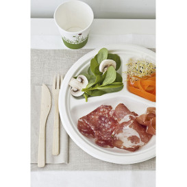 Assiette Bio en Canne à Sucre 3C Blanc Ø260mm (50 Unités)