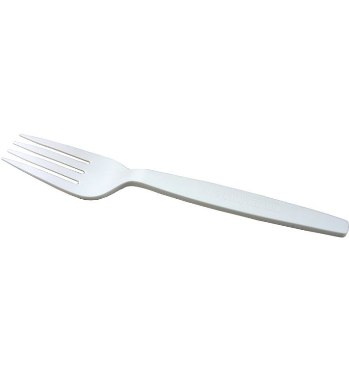 Stof gebaseerd op Maizena PLA afbreekbare vork wit 16cm (500 stuks)