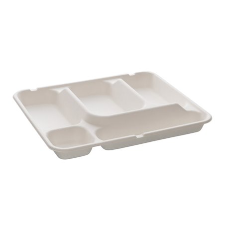 Suikerriet dienblad 5 Compartmenten 30x24x4cm (50 stuks) 