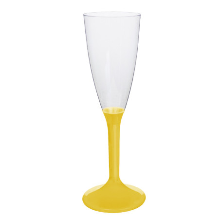 Herbruikbaar Durable Champagneglazen/flutes 120ml PS gele voet (20 stuks)