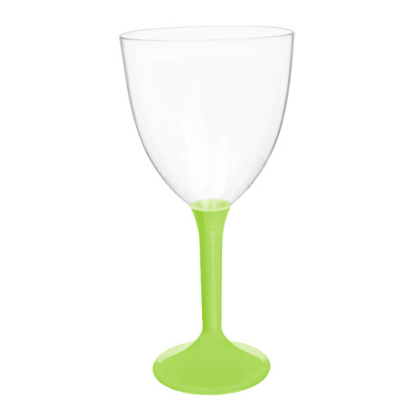 Verre à Vin Réutilisable PS Pied Vert citron 300ml 2P (200 Utés)