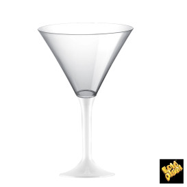 Flûte Plastique Cocktail Pied Blanc 185ml 2P (20 Utés)