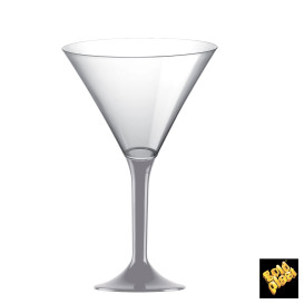 Flûte Plastique Cocktail Pied Gris 185ml 2P (20 Utés)