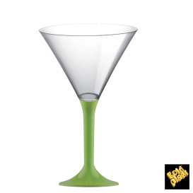 Flûte Plastique Cocktail Pied Vert citron 185ml 2P (200 Utés)