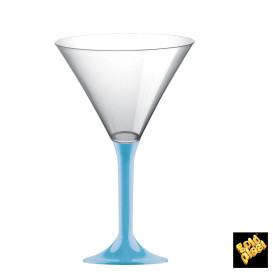 Flûte Plastique Cocktail Pied Turquoise 185ml 2P (20 Utés)